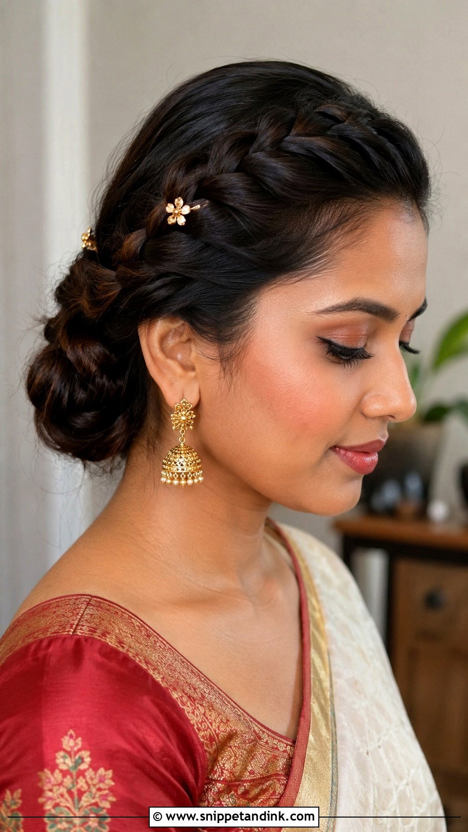 Crown Braid Bun For Indian Wedding - Snippet and Ink - 15 Indian Wedding Hairstyles for Mom