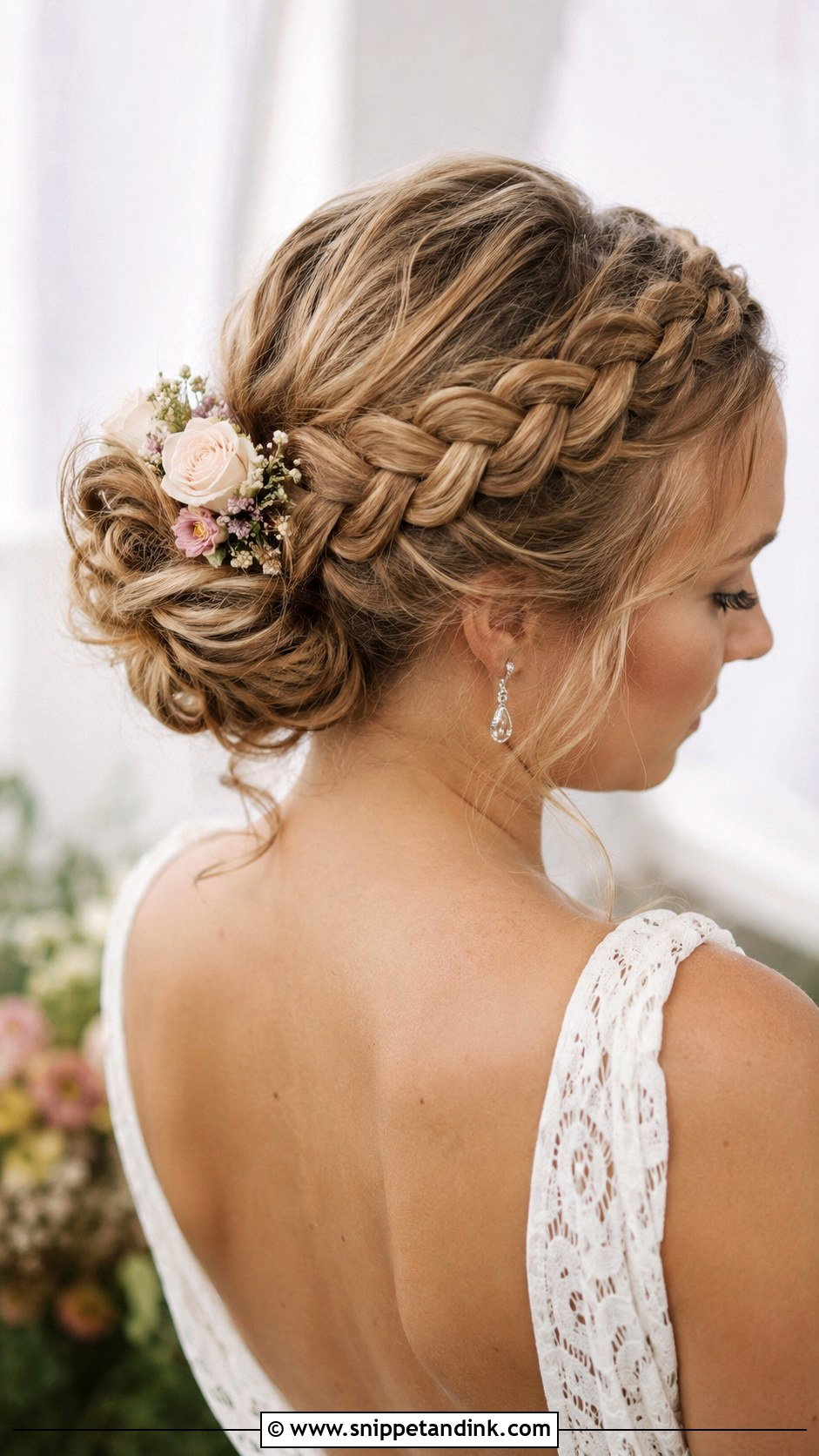 Crown Braid Bun Updo - Snippet and Ink - 25 Wedding Bun Hairstyle Ideas