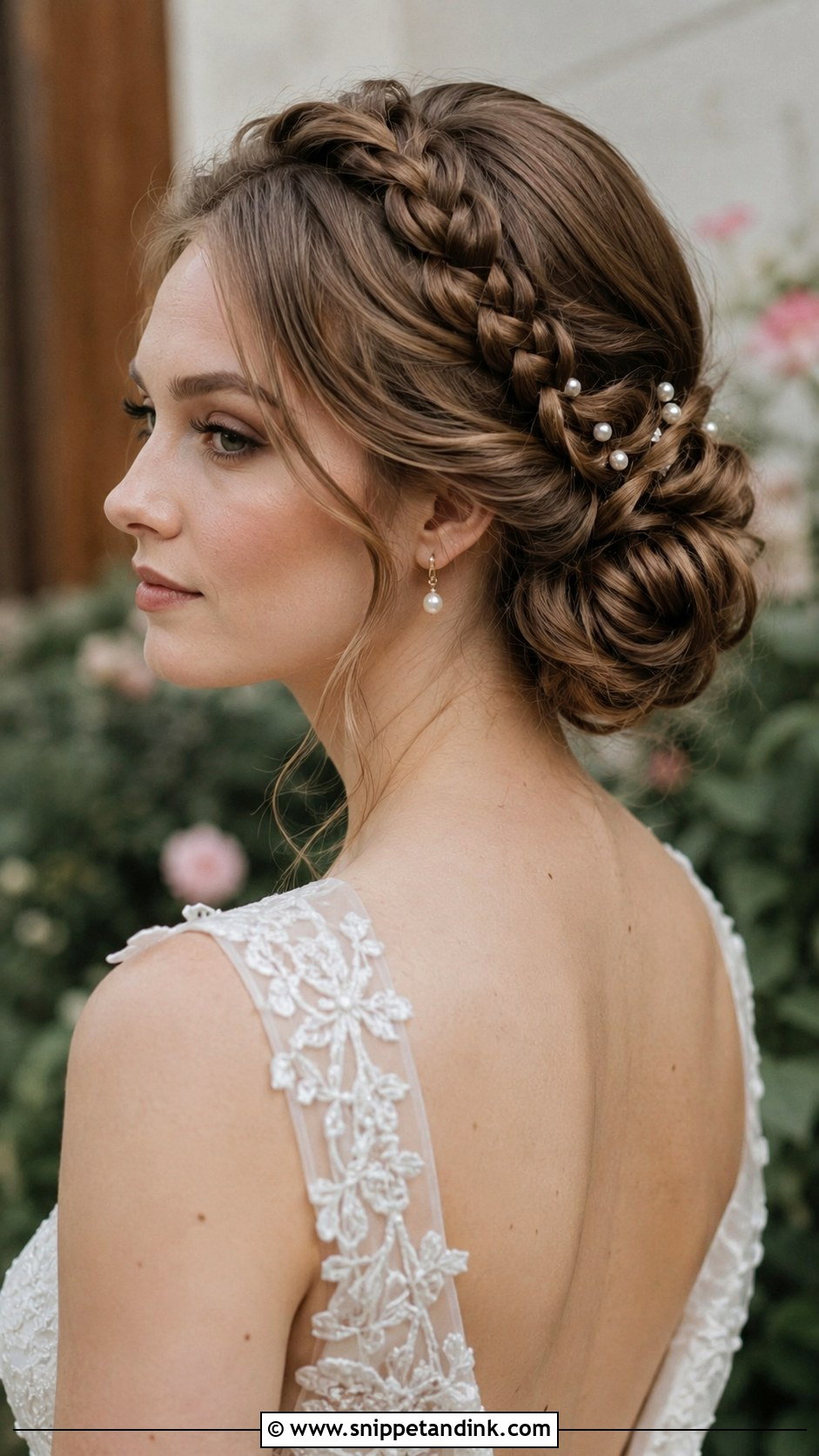 Crown Braid Bun Updo for Medium Hair - Snippet and Ink - 25 Up Dos for Medium Hair Wedding Ideas