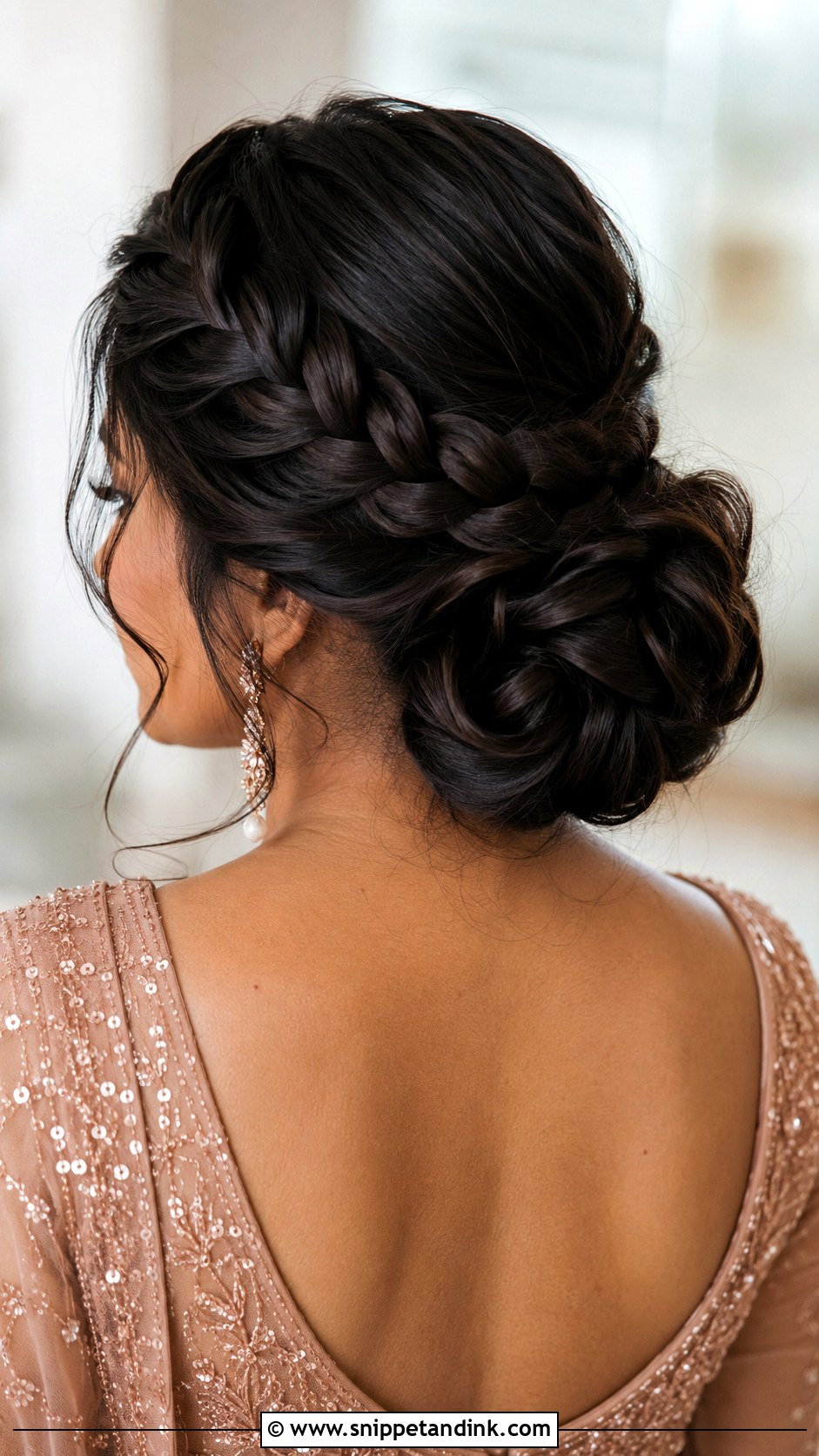 Crown Braid Bun Wedding Updo for Long Hair - Snippet and Ink - 20 Wedding Updos for Long Hair Bridesmaid