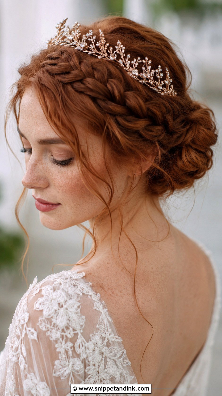 Crown Braid Bun With Tiara - Snippet and Ink - 20 Bridal Hair Tiara Ideas