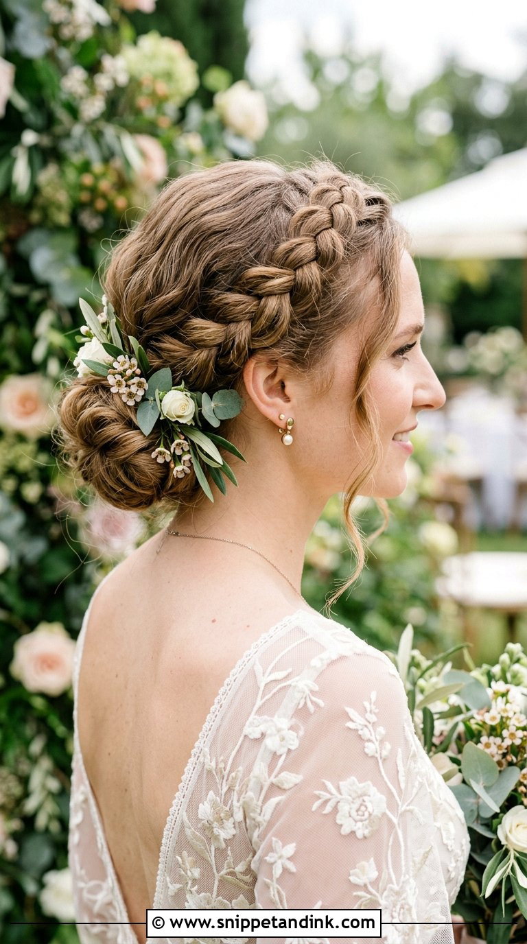 Crown Braid Bun for Wedding - Snippet and Ink - 20 Bun Hairstyle for Wedding Ideas