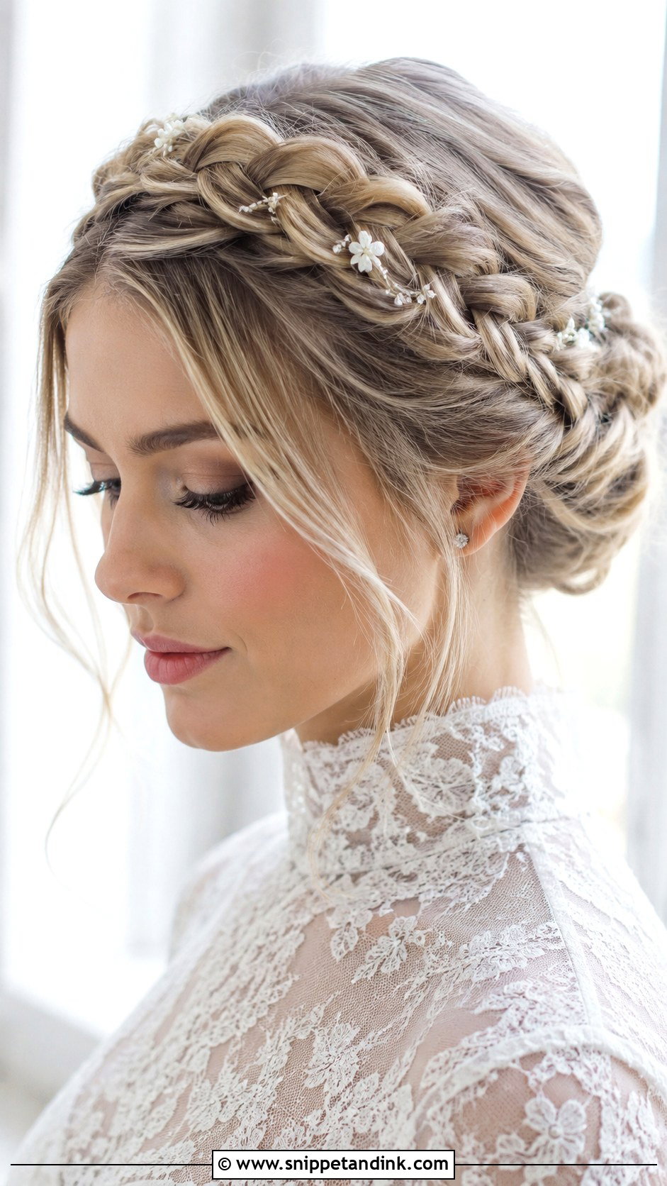 Crown Braid For High Neck Dress - Snippet and Ink - 15 Wedding Hairstyles for High Neck Dresses
