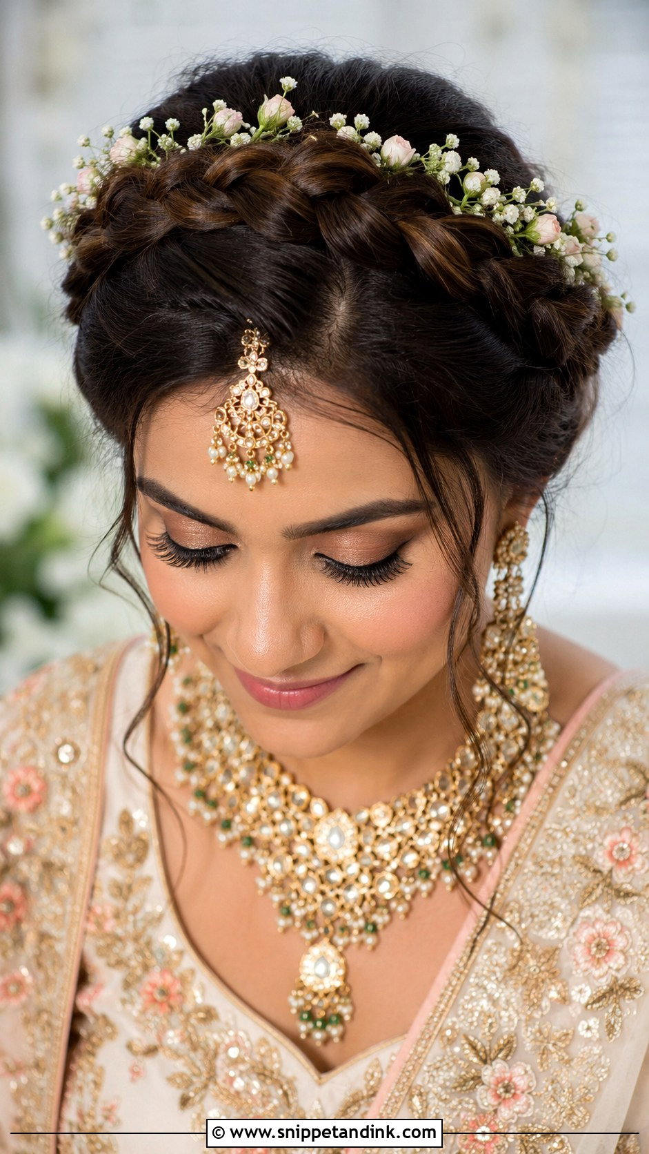 Crown Braid Hairstyle for Bride - Snippet and Ink - 25 Hairstyle for Marriage Function Ideas