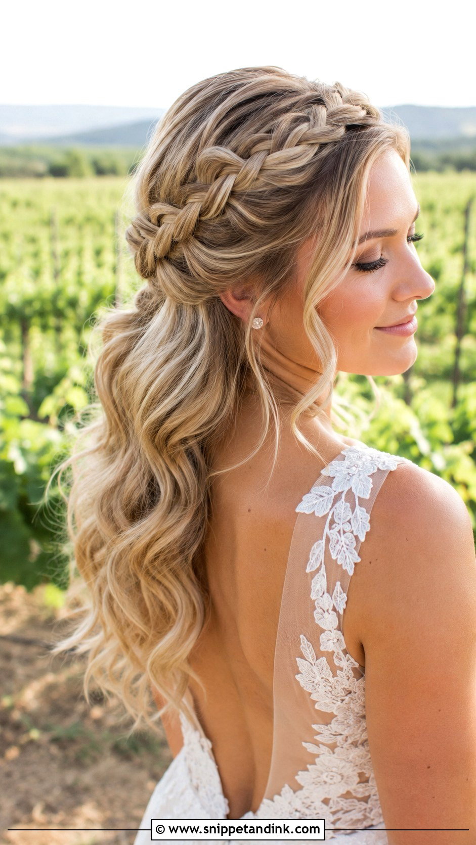 Crown Braid Half Up Half Down - Snippet and Ink - 25 Half-Up Half-Down Wedding Hair Braid Ideas