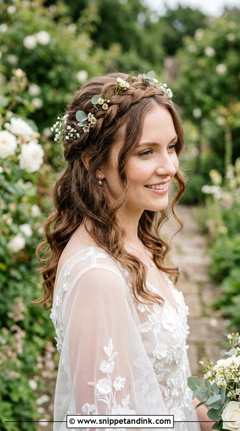 Crown Braid Half Up Wedding Hair - Snippet and Ink - 20 Braided Half-Up Half-Down Wedding Hair Ideas