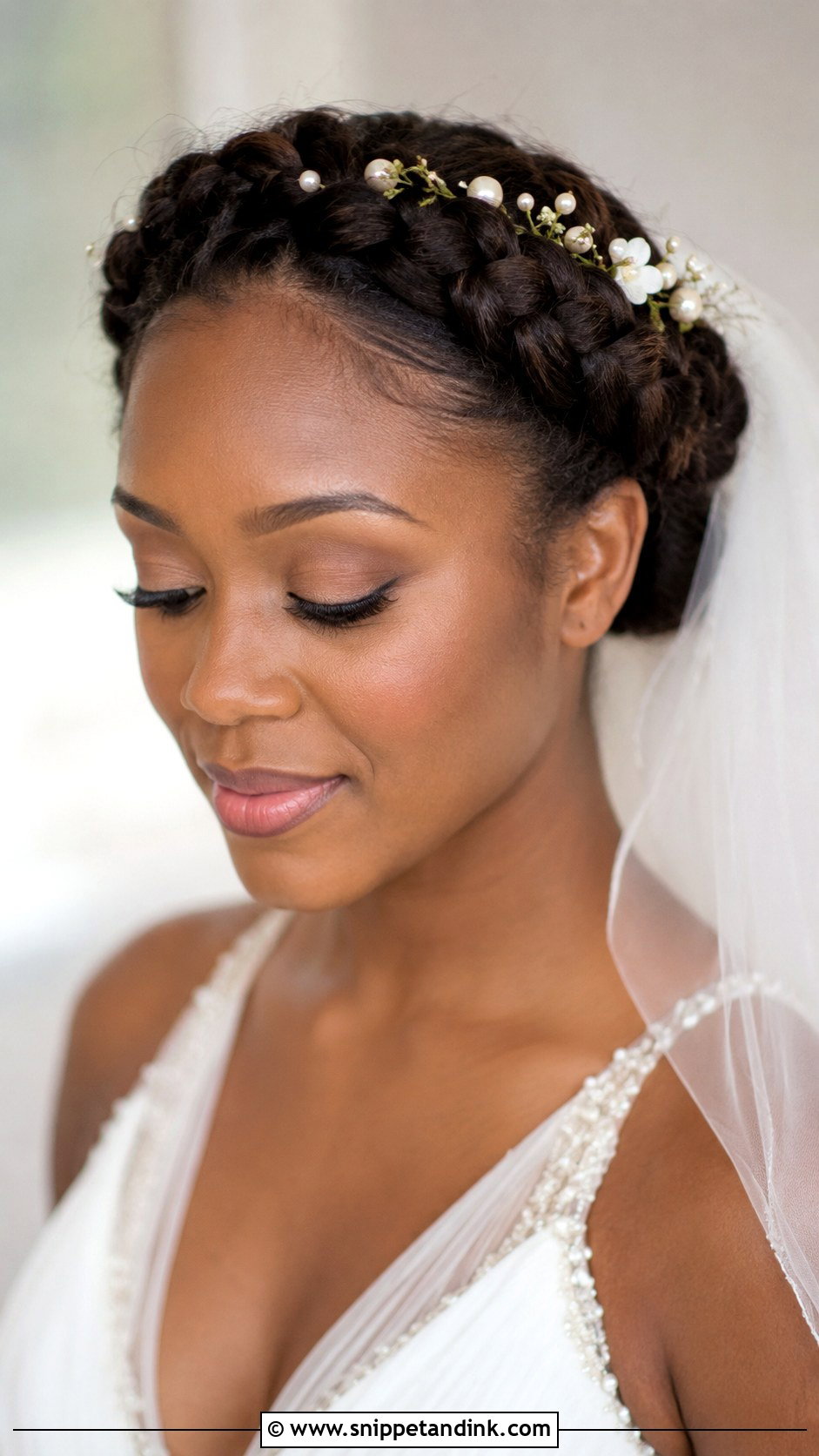 Crown Braid Halo - Snippet and Ink - 30 Black Bridal Hairstyles