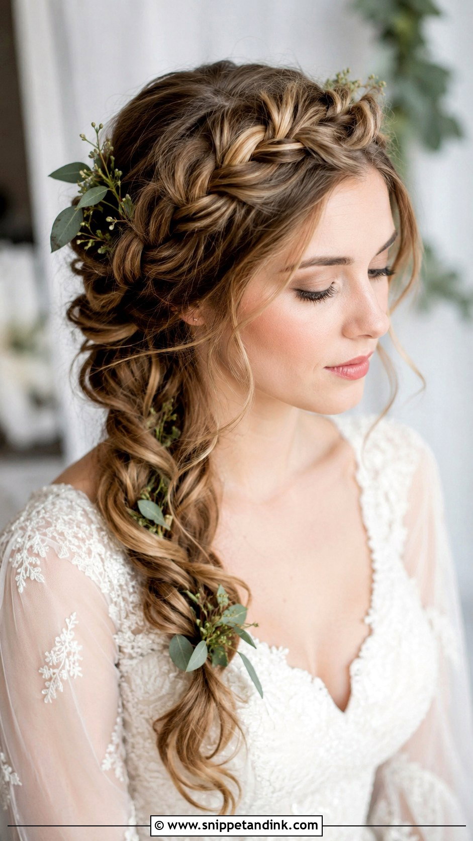 Crown Braid Into Side Braid - Snippet and Ink - 20 Bridal Side Braid Ideas