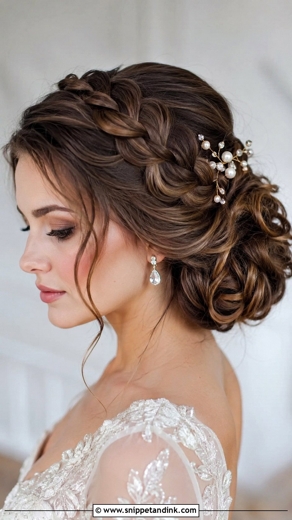 Crown Braid Into Textured Chignon - Snippet and Ink - 20 Classy Elegant Updo Wedding Hairstyles