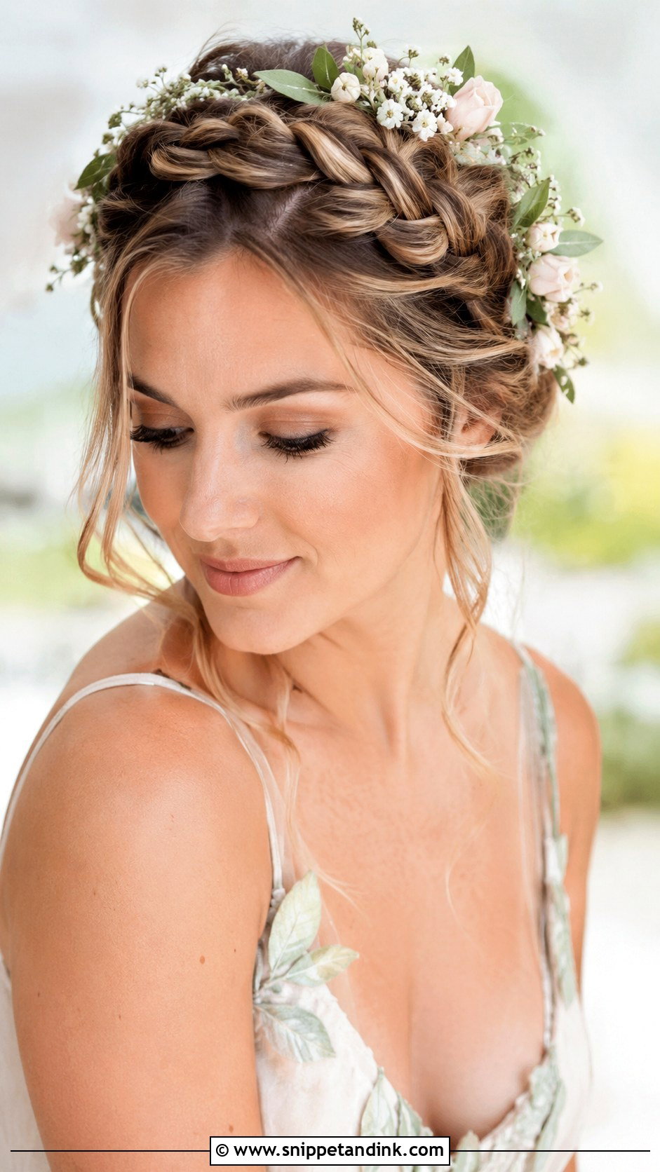 Crown Braid Swept to the Side - Snippet and Ink - 20 Side Braid Wedding Hair Ideas