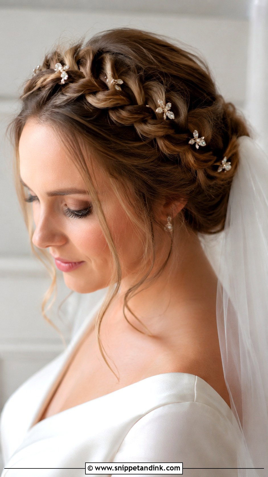 Crown Braid Updo - Snippet and Ink - 20 Braided Bridal Hair Ideas