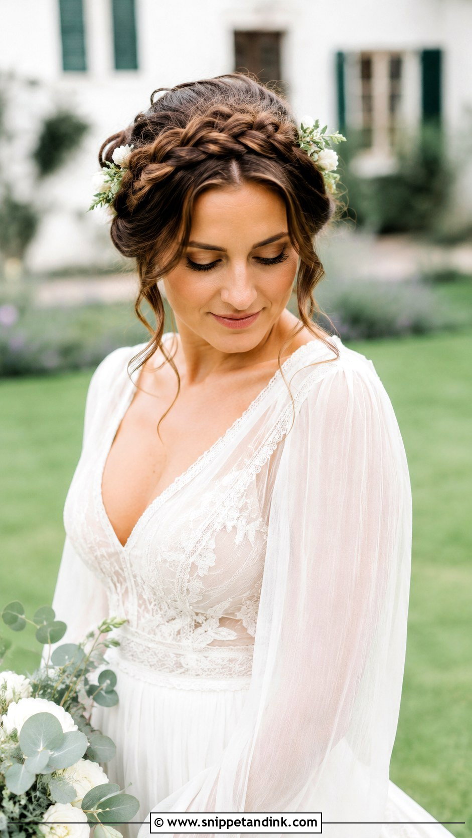 Crown Braid Updo - Snippet and Ink - 20 Bridal Long Hairstyles