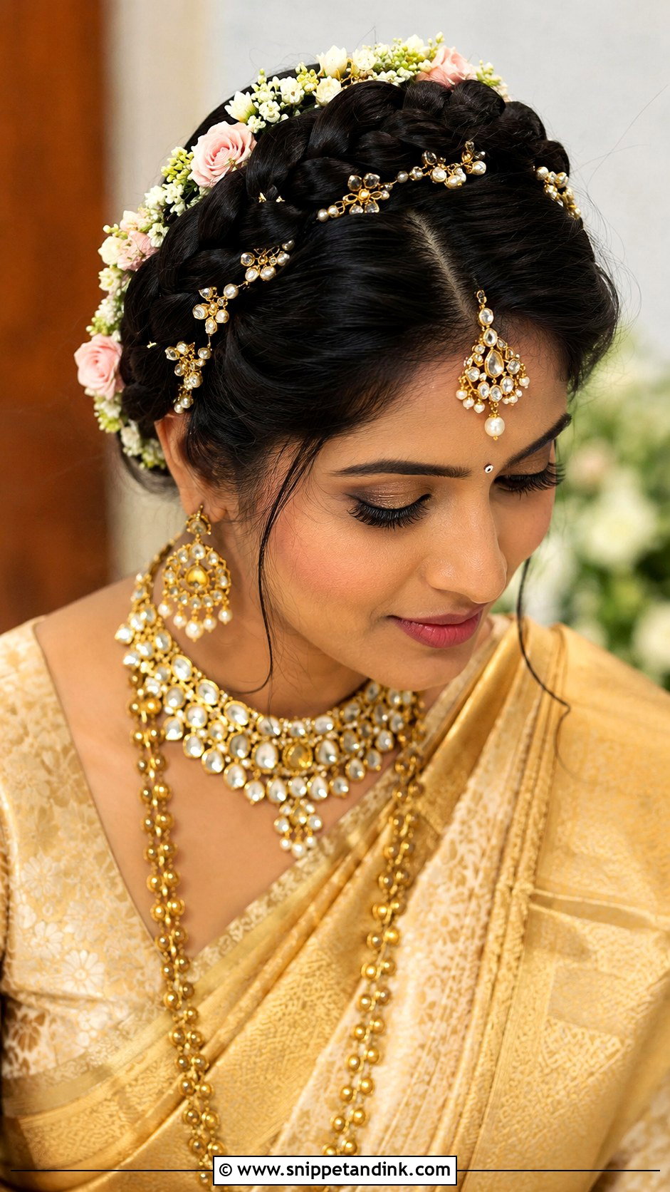 Crown Braid Updo - Snippet and Ink - 20 Indian Bridal Hairstyle Ideas