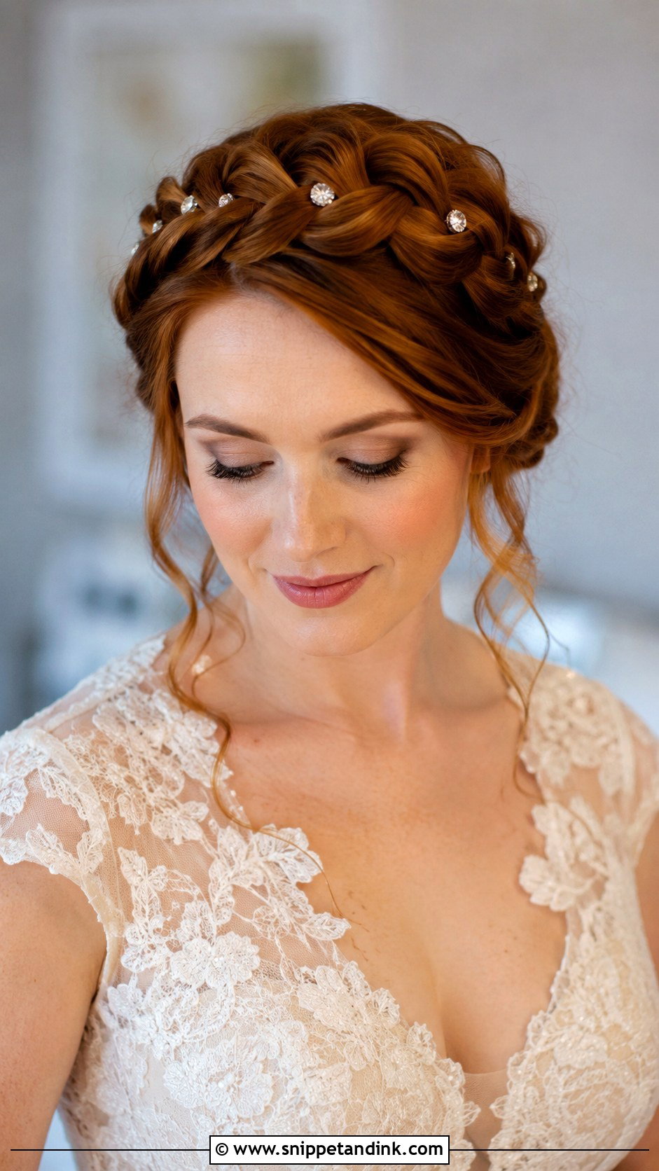 Crown Braid Updo - Snippet and Ink - 20 Long Hair Bride Hairstyles