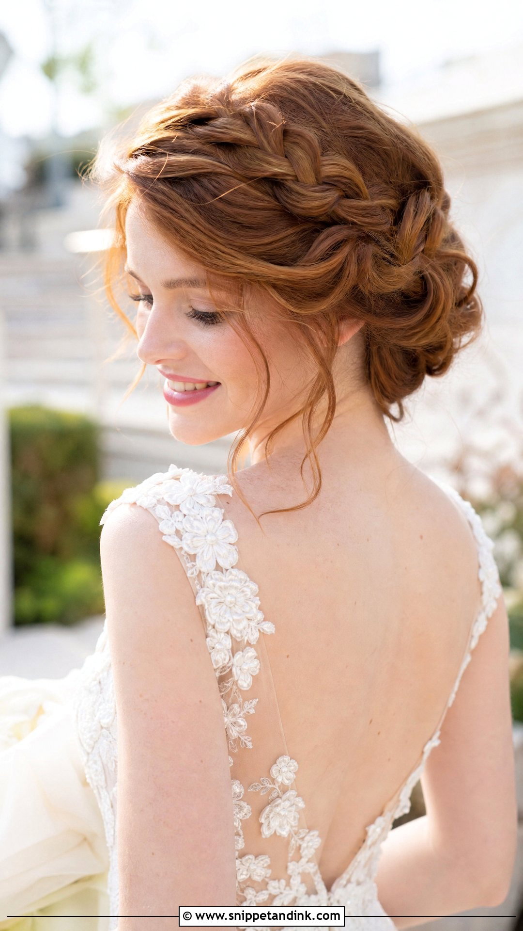 Crown Braid Updo With Soft Layers - Snippet and Ink - 20 Wedding Hairstyles for Layered Hair