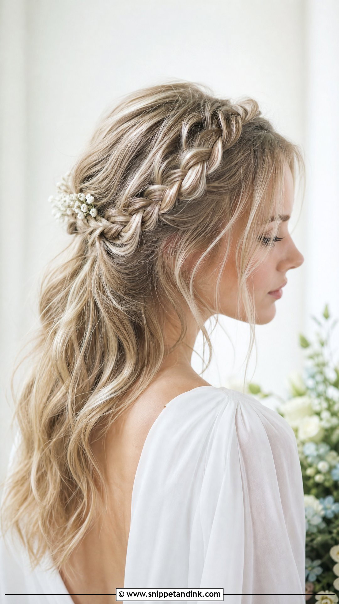 Crown Braid Wavy Wedding Hair - Snippet and Ink - 20 Wavy Hair Wedding Hairstyles