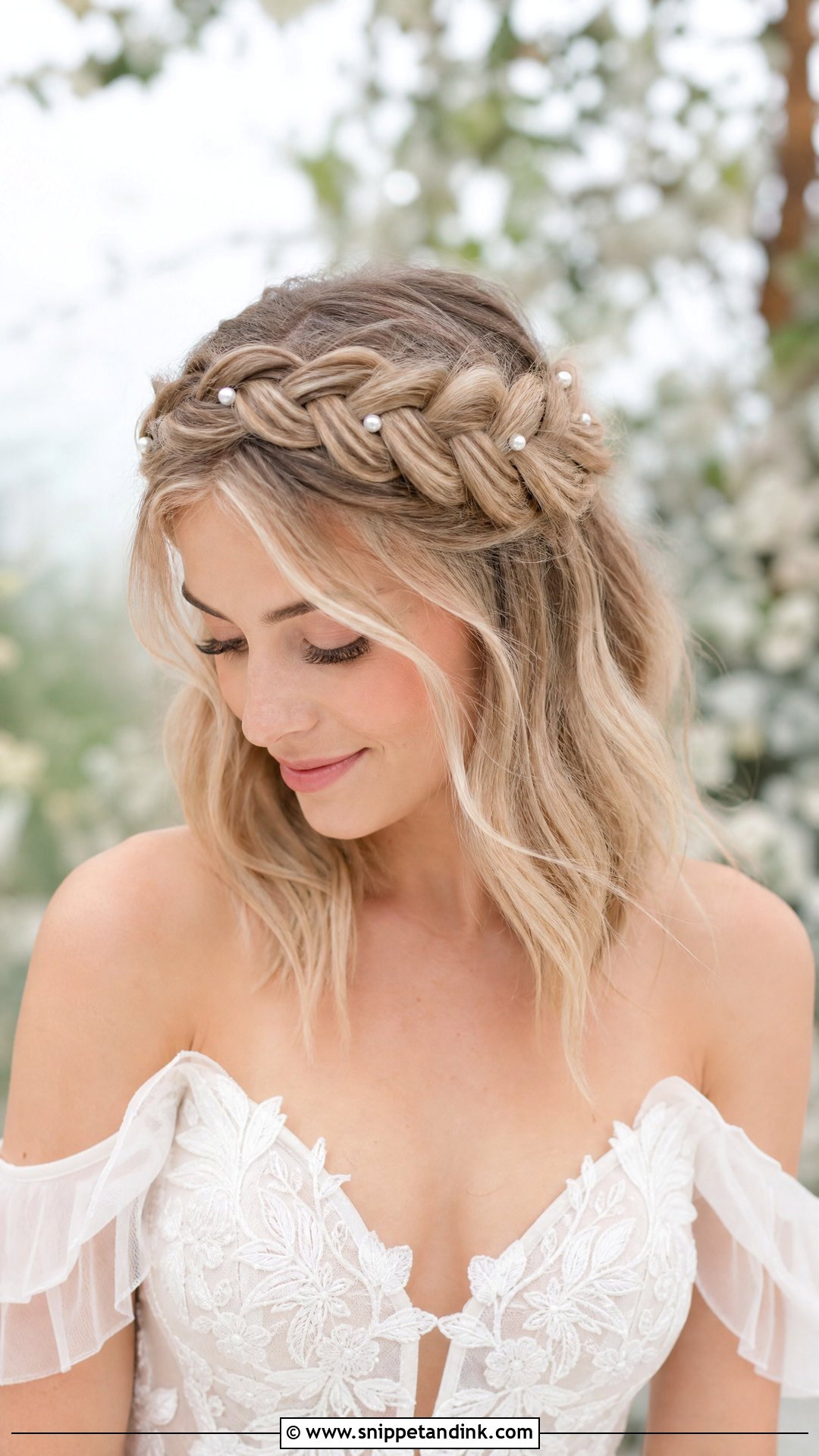 Crown Braid Wedding Hair For Shoulder Length Hair - Snippet and Ink - 20 Simple Wedding Hairstyles for Short Hair Shoulder Length