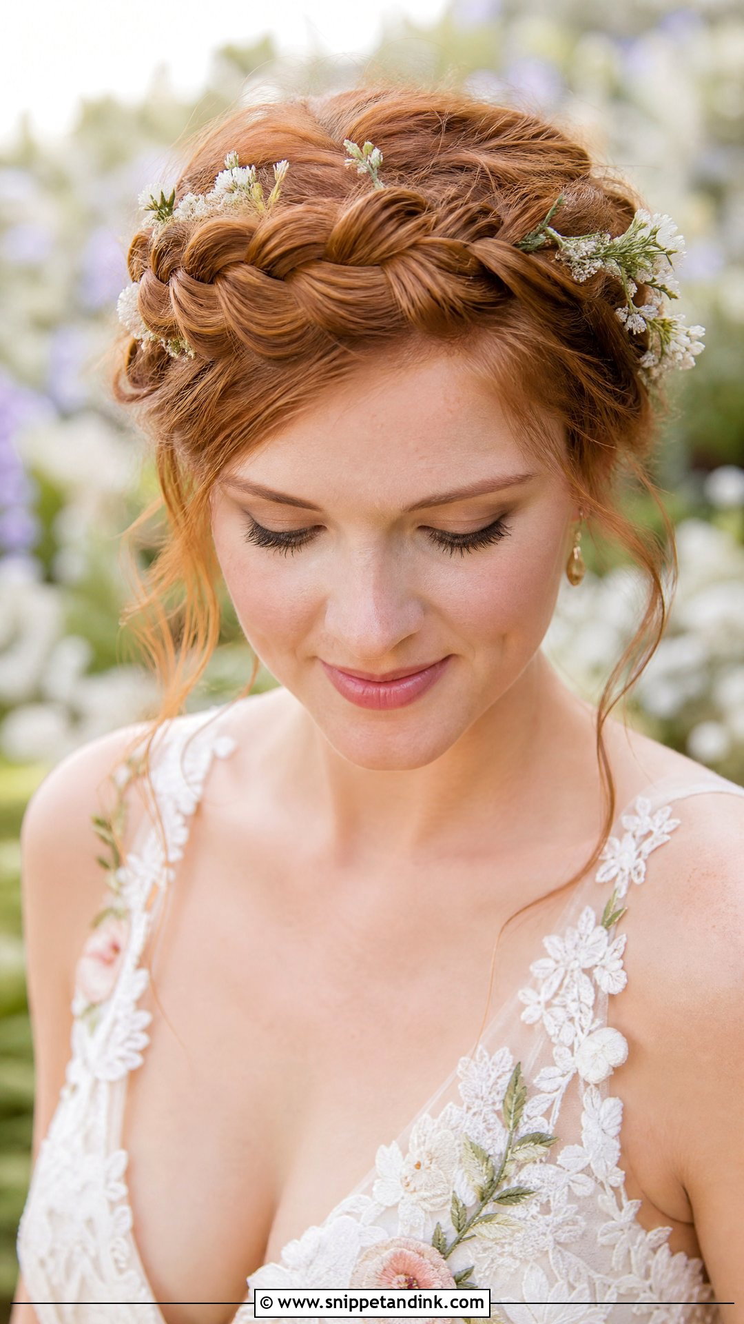 Crown Braid Wedding Hairstyle - Snippet and Ink - 20 Mid Length Hair Wedding Styles