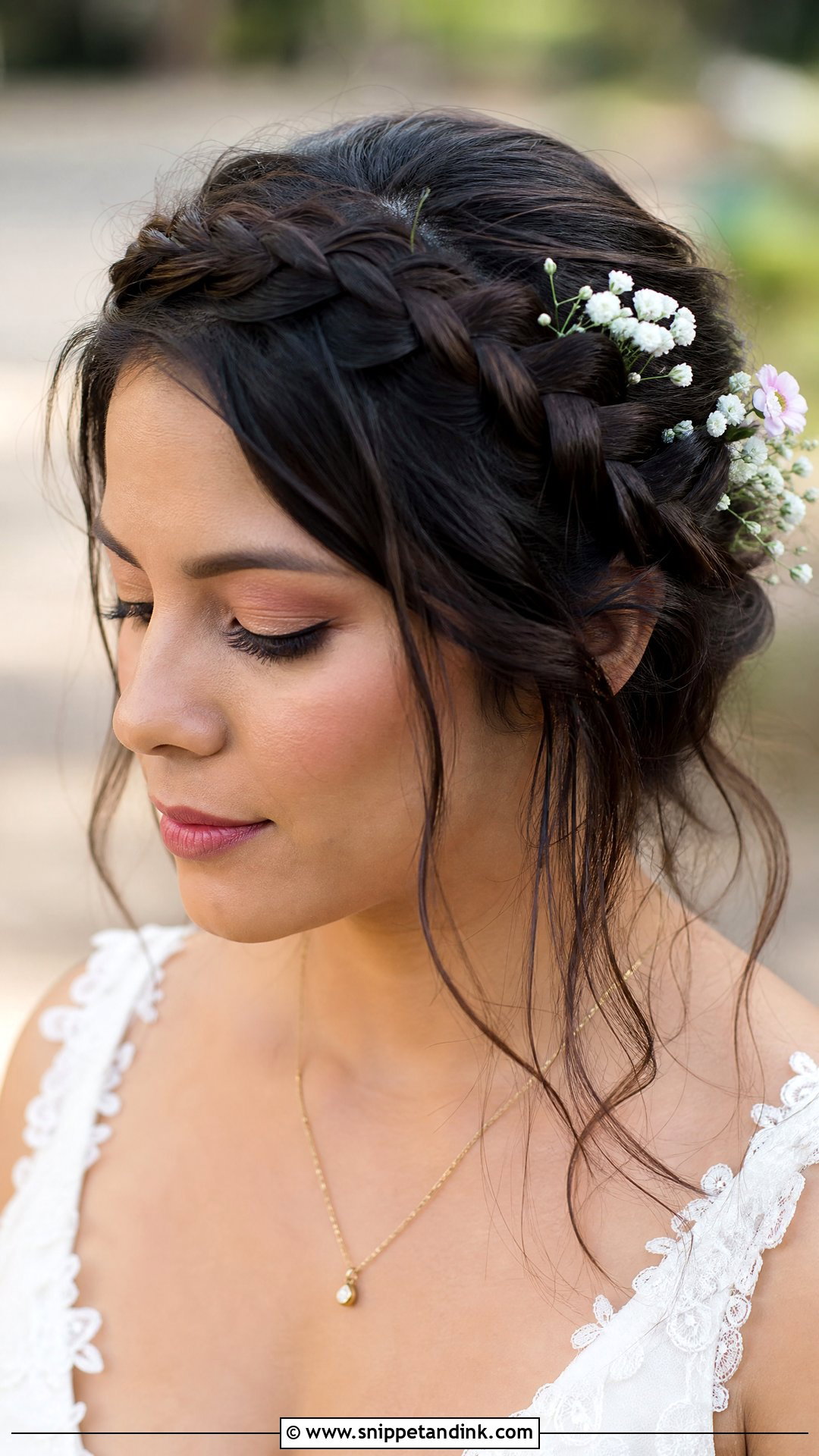 Crown Braid Wedding Hairstyle - Snippet and Ink - 20 Mid Length Wedding Hairstyles