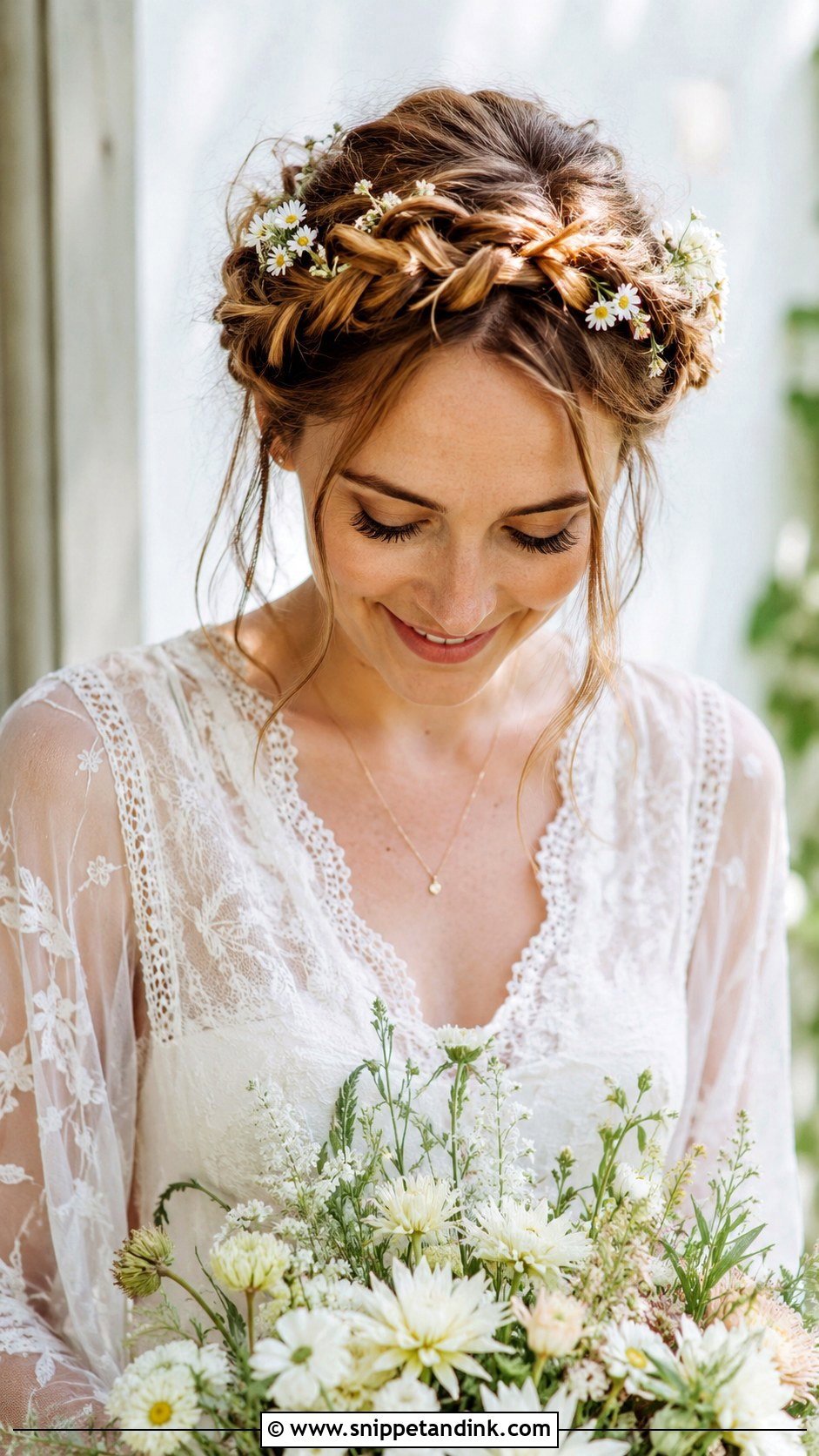 Crown Braid Wedding Hairstyle - Snippet and Ink - 20 Simple Bride Hair Ideas