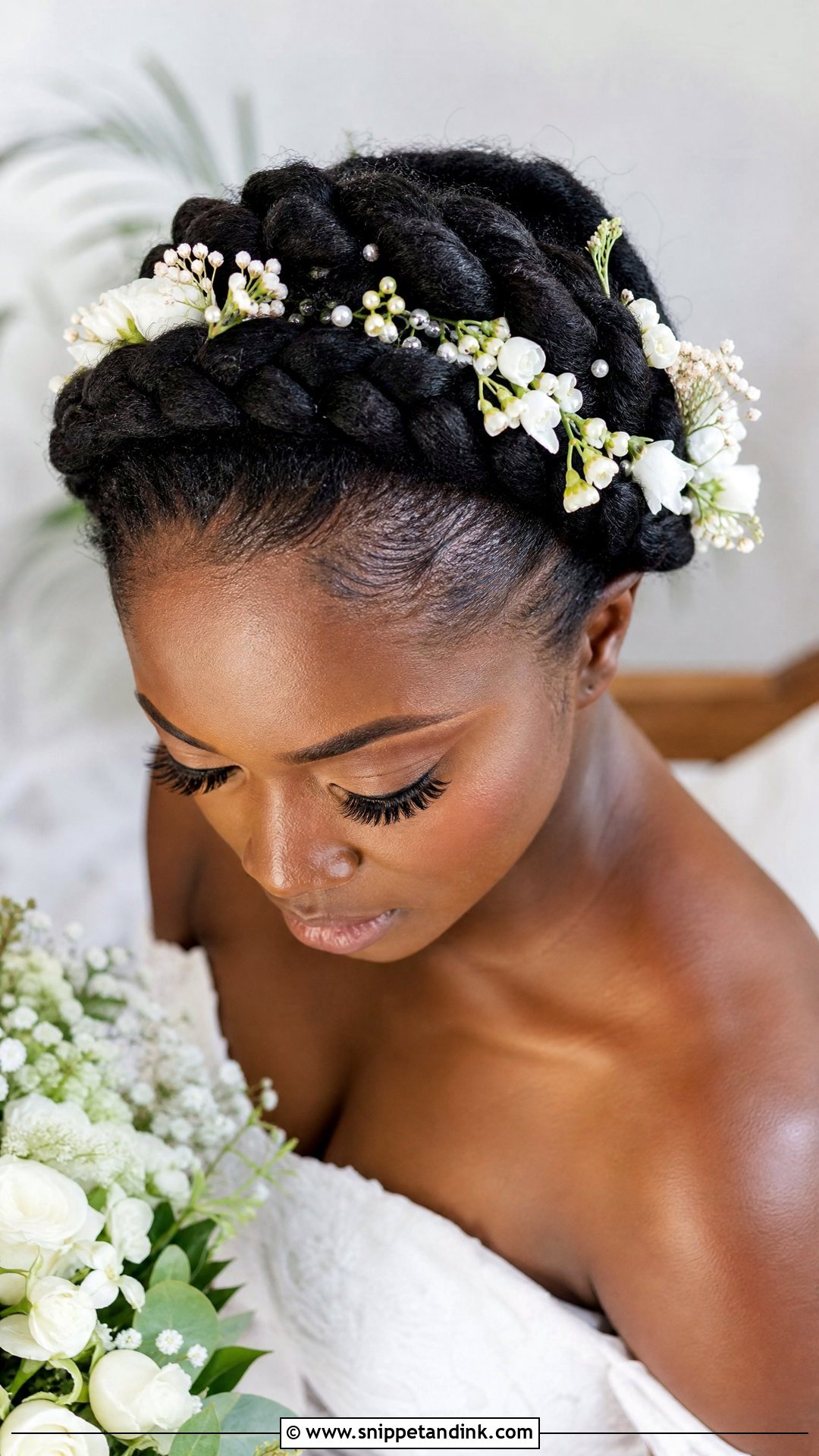 Crown Braid Wedding Hairstyle - Snippet and Ink - 20 African Bridal Hairstyles