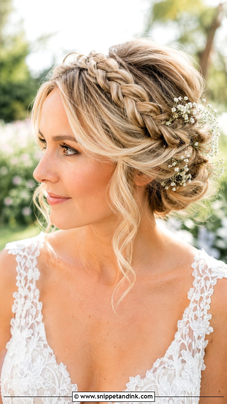 Crown Braid Wedding Upstyle - Snippet and Ink - 15 Wedding Upstyles Medium Length Ideas
