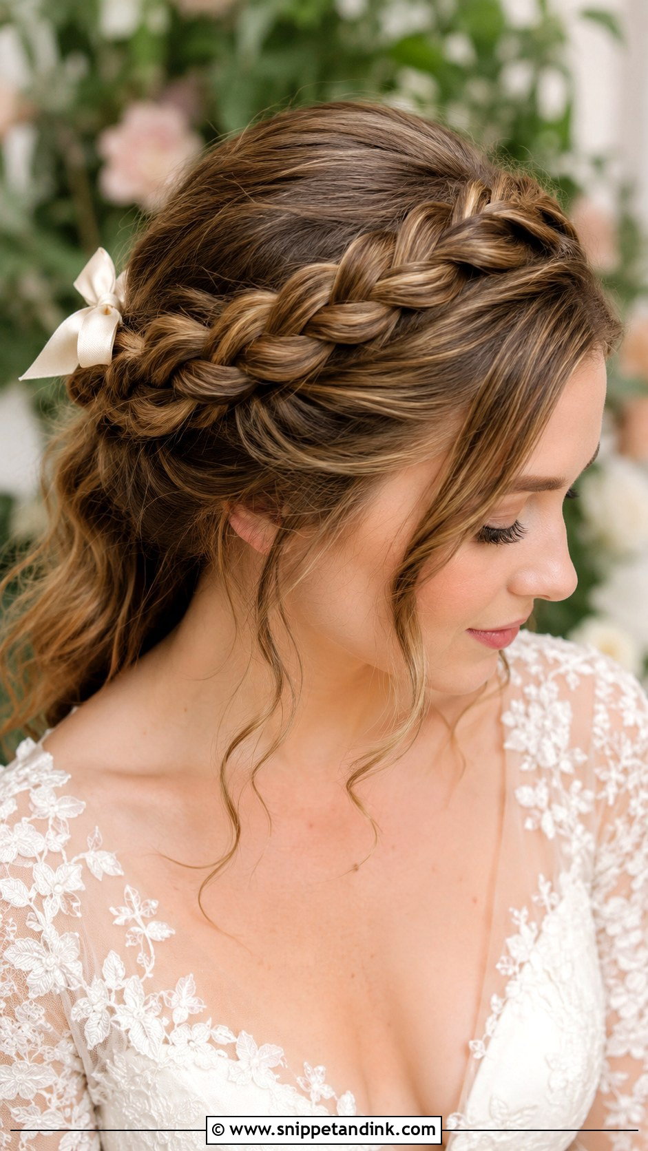 Crown Braid With Bow Accent - Snippet and Ink - 20 Wedding Hairstyles with Bow