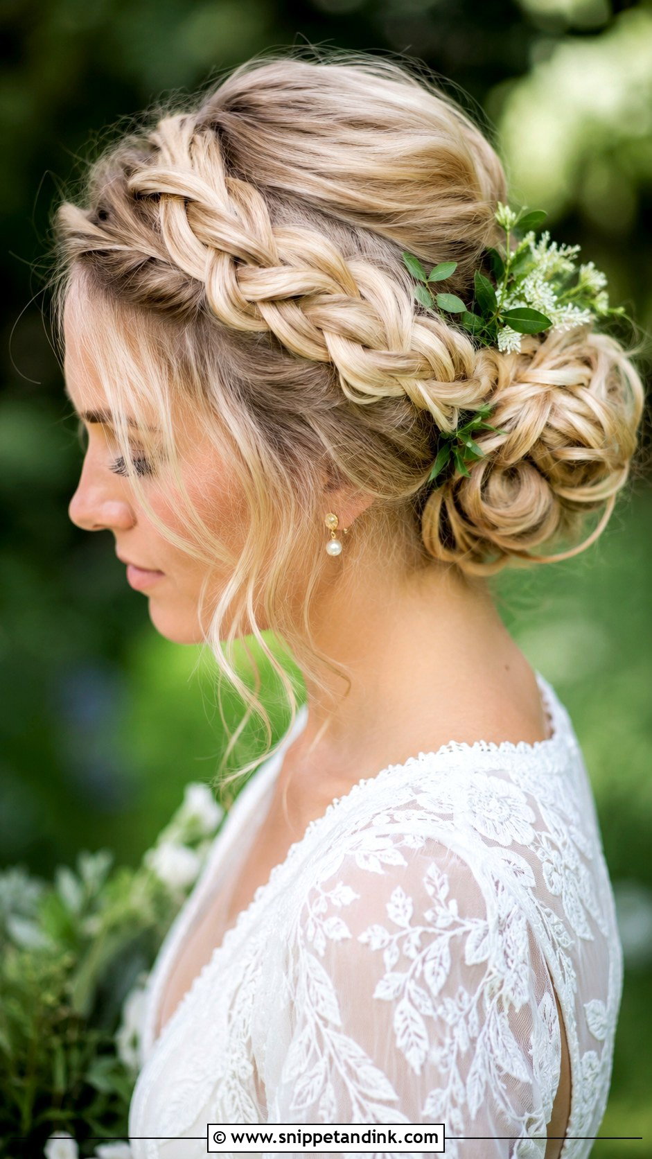Crown Braid With Bun - Snippet and Ink - 25 Wedding Hair Up Do Ideas