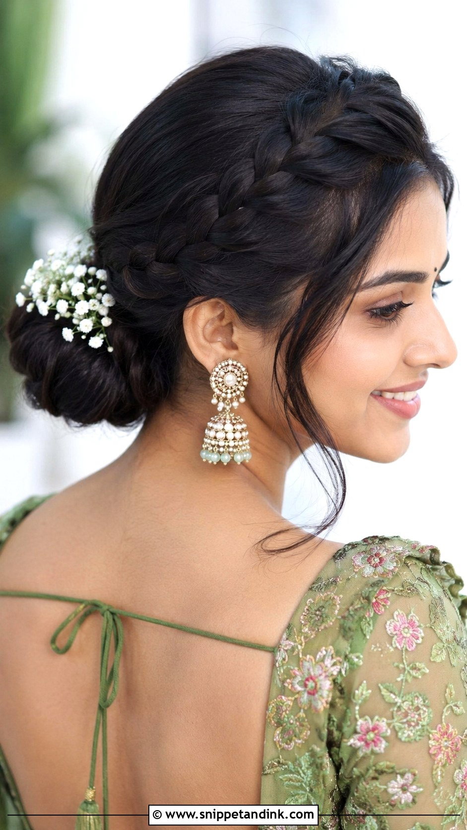 Crown Braid With Bun - Snippet and Ink - 30 Indian Hairstyles for Weddings