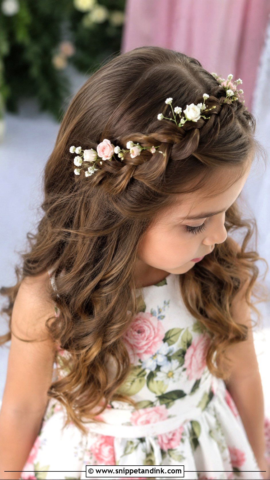 Crown Braid With Curls - Snippet and Ink - 25 Kids Girls Wedding Hairstyles