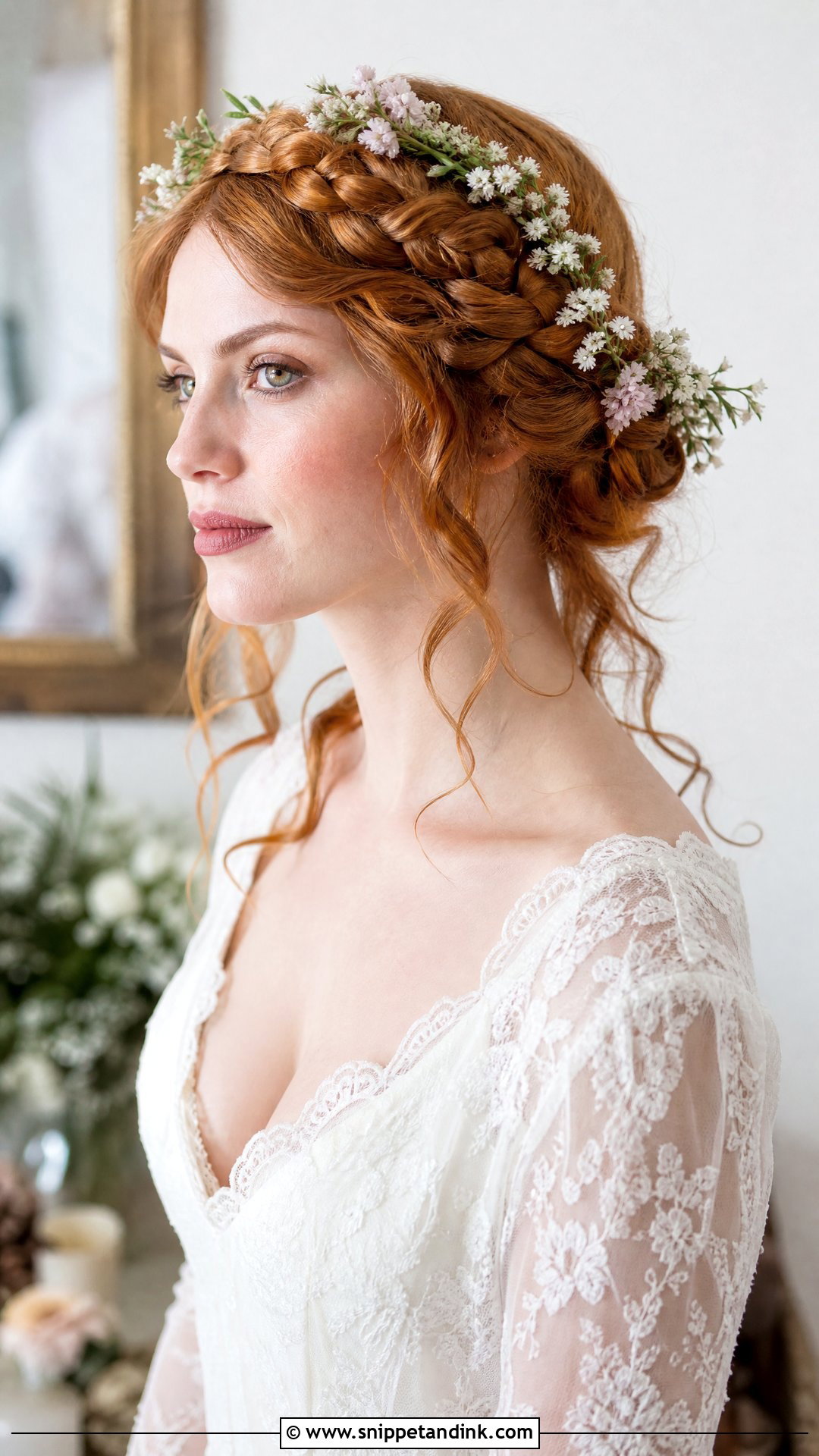 Crown Braid With Flower Crown - Snippet and Ink - 20 Wedding Hairstyles with Flower Crown