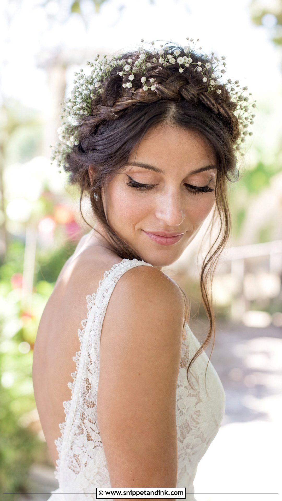 Crown Braid With Flowers - Snippet and Ink - 20 Bridal Hair for Long Hair Ideas
