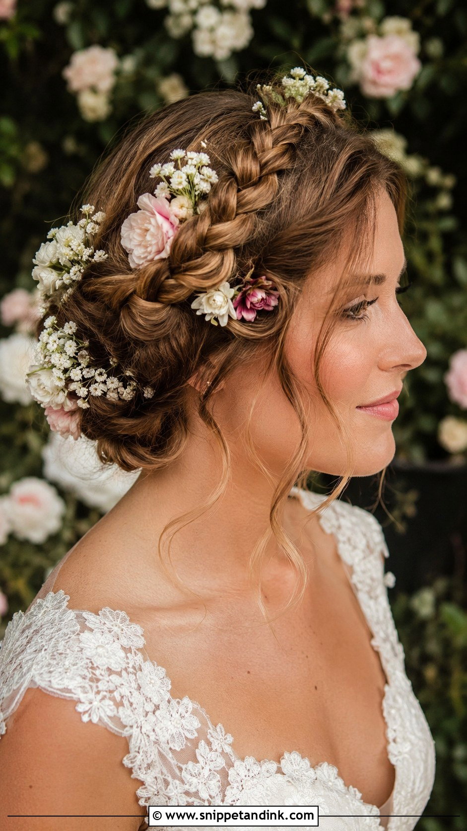 Crown Braid With Flowers - Snippet and Ink - 25 Wedding Hair Braid Ideas