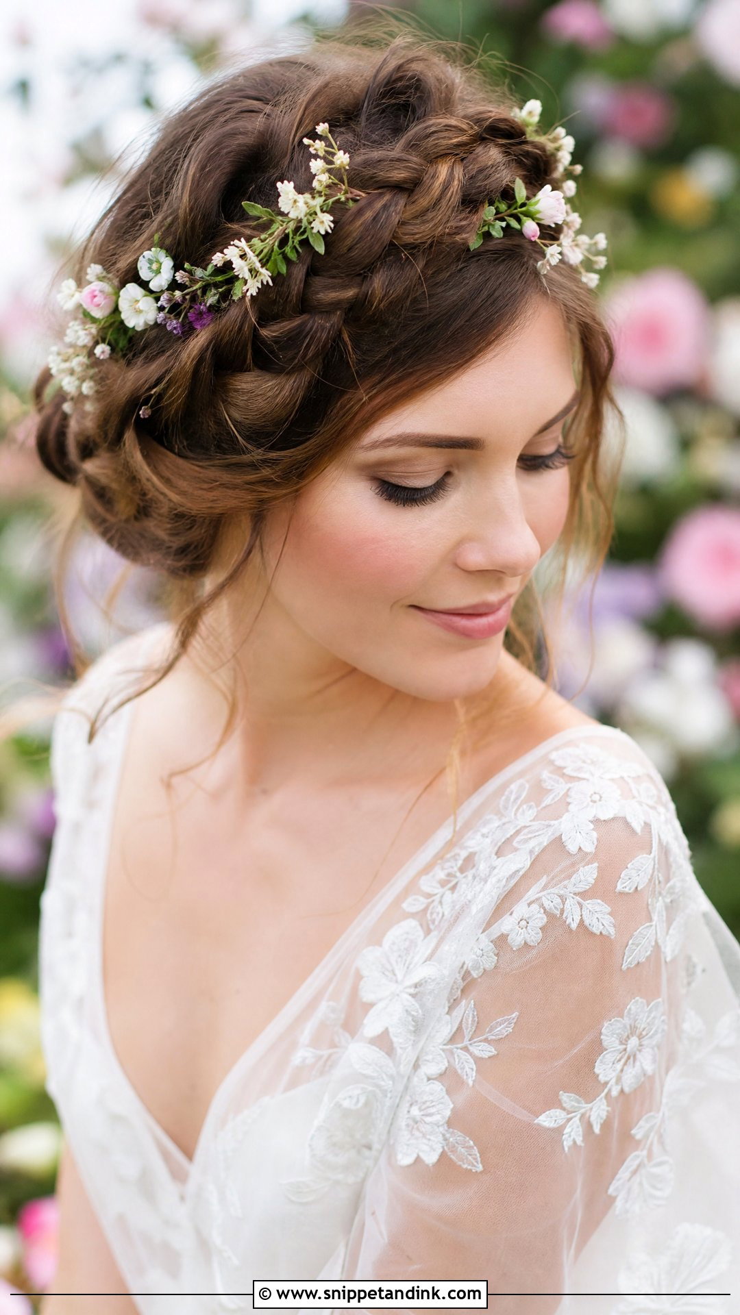Crown Braid With Flowers - Snippet and Ink - 30 Bridal Braids