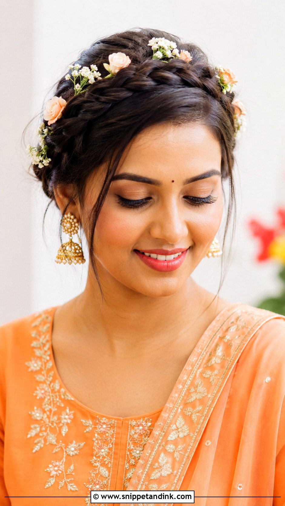 Crown Braid With Flowers - Snippet and Ink - 35 Mehndi Hairstyles