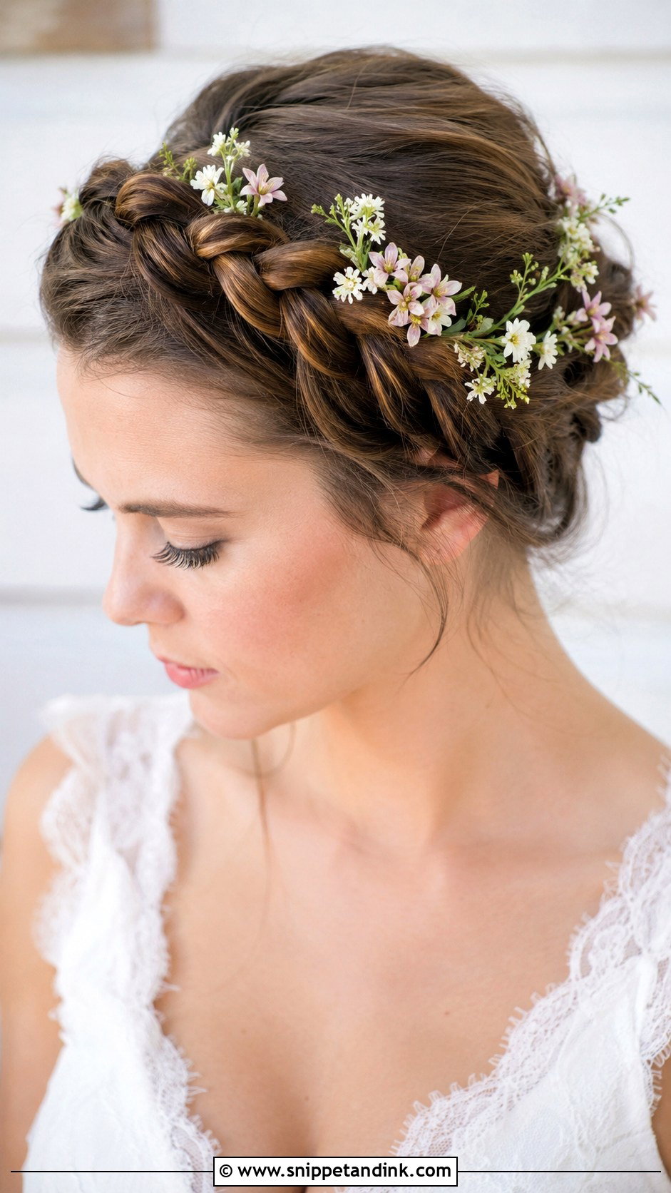 Crown Braid With Flowers - Snippet and Ink - 20 Flower Crown Wedding Hair Ideas