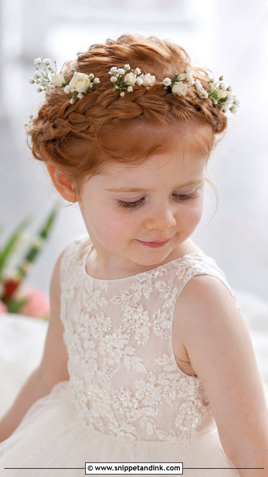Crown Braid With Flowers - Snippet and Ink - 20 Toddler Hair for Wedding Ideas