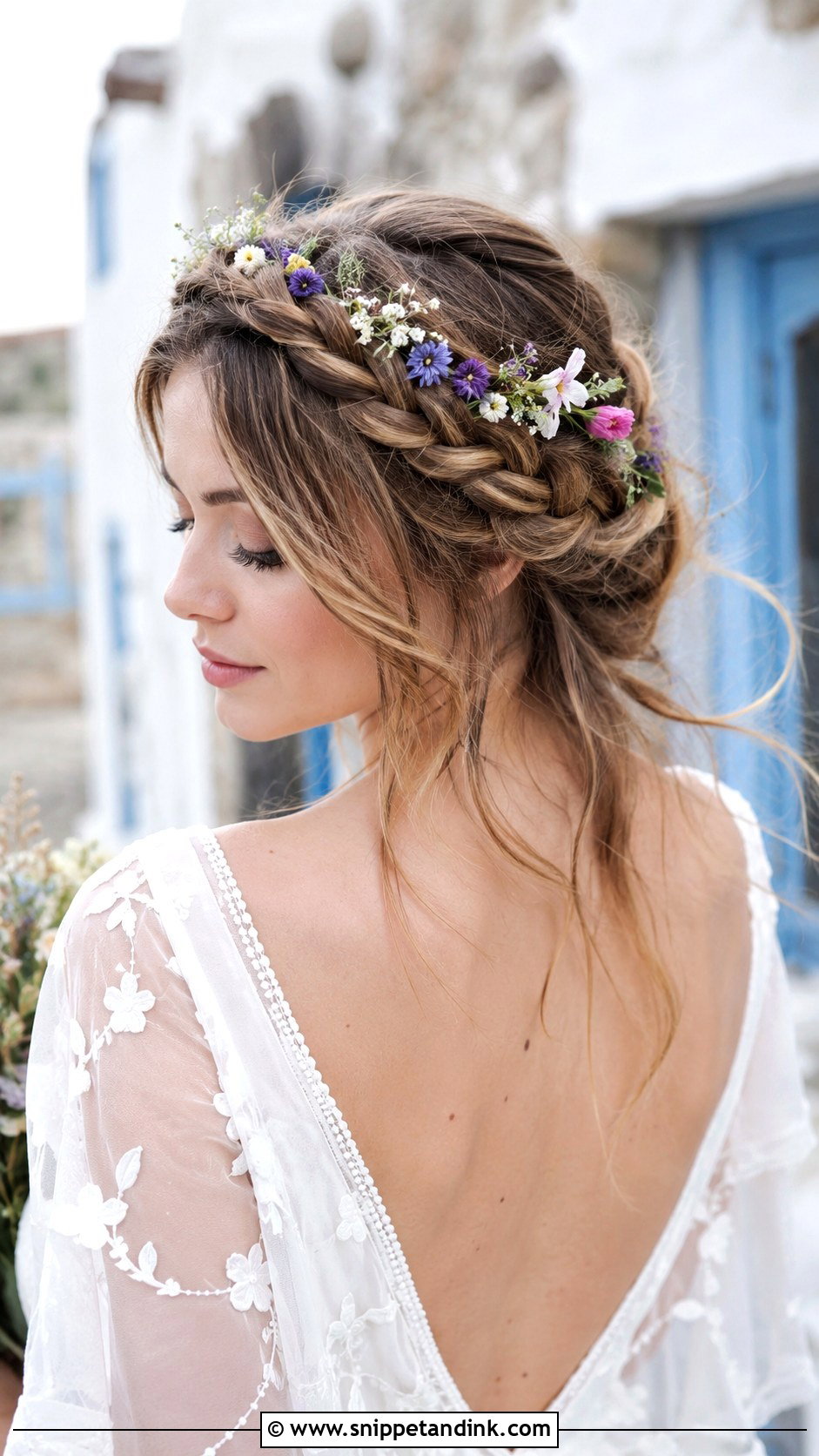 Crown Braid With Flowers - Snippet and Ink - 25 Elegant Bridal Hairstyles
