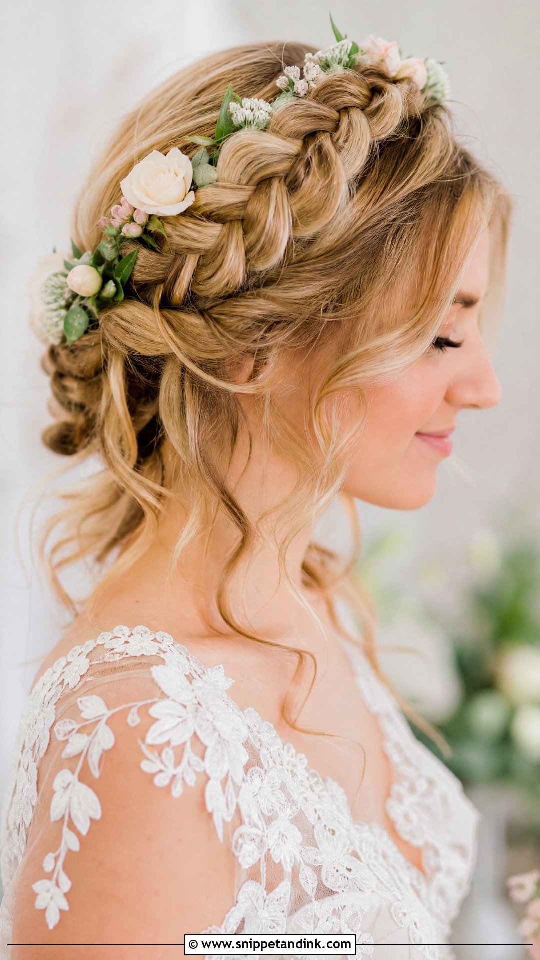 Crown Braid With Flowers for Bride - Snippet and Ink - 20 Braid Hairstyles for Bride