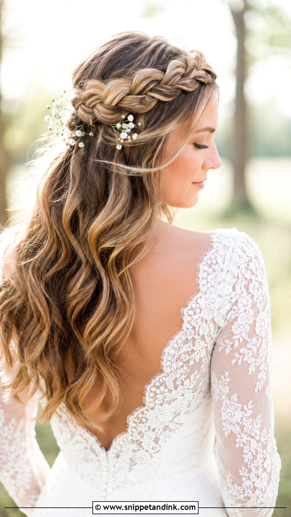 Crown Braid With Flowing Hair - Snippet and Ink - 20 Mamma Mia Wedding Hair Ideas