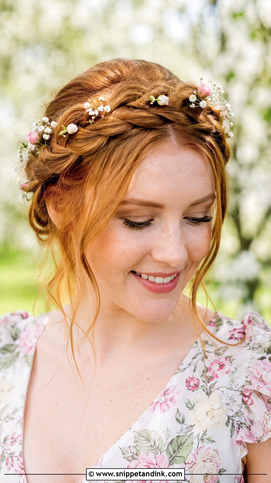 Crown Braid With Fresh Flowers - Snippet and Ink - 20 Wedding Guest Braid Hairstyles