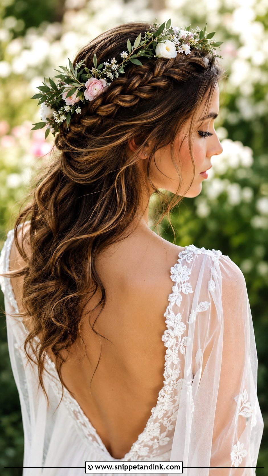 Crown Braid With Fresh Flowers - Snippet and Ink - 20 Braid Hairstyle for Weddings Ideas