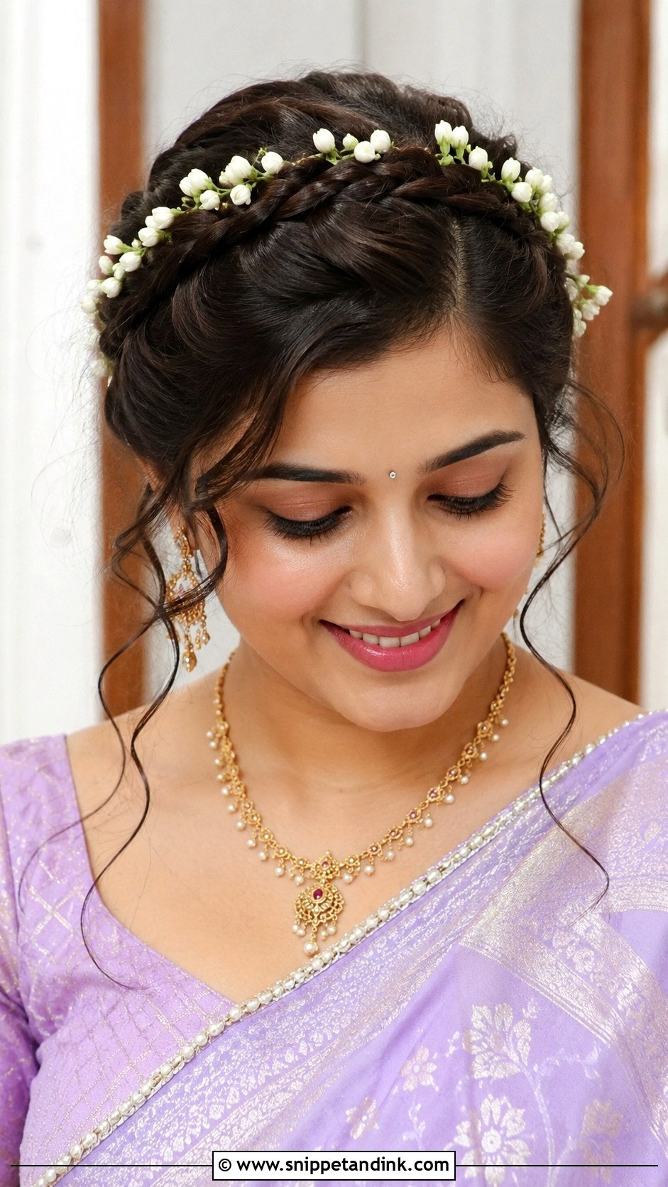 Crown Braid With Jasmine - Snippet and Ink - 25 Telugu Bride Hairstyles