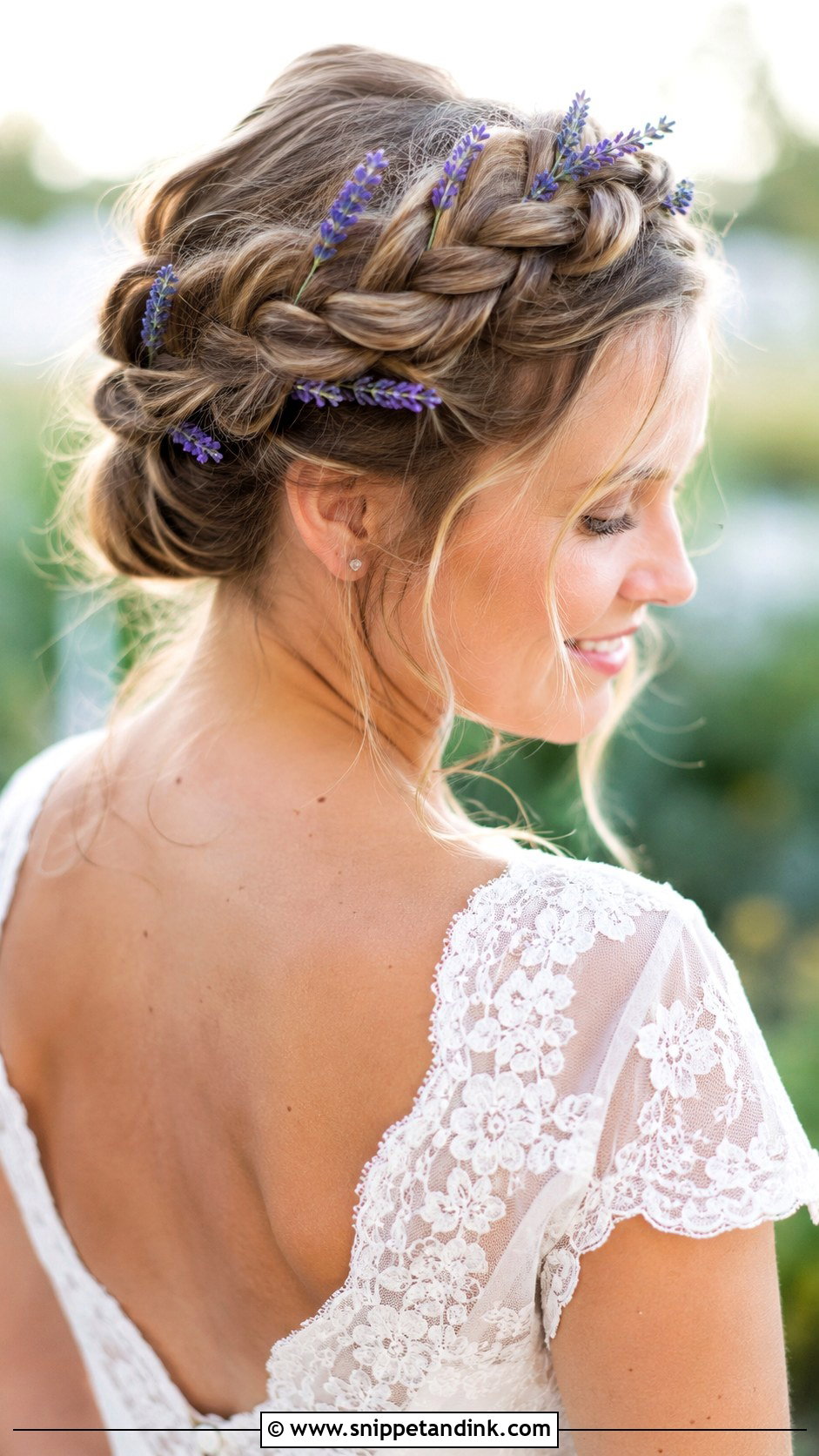 Crown Braid With Lavender - Snippet and Ink - 20 Flower Wedding Hairstyles