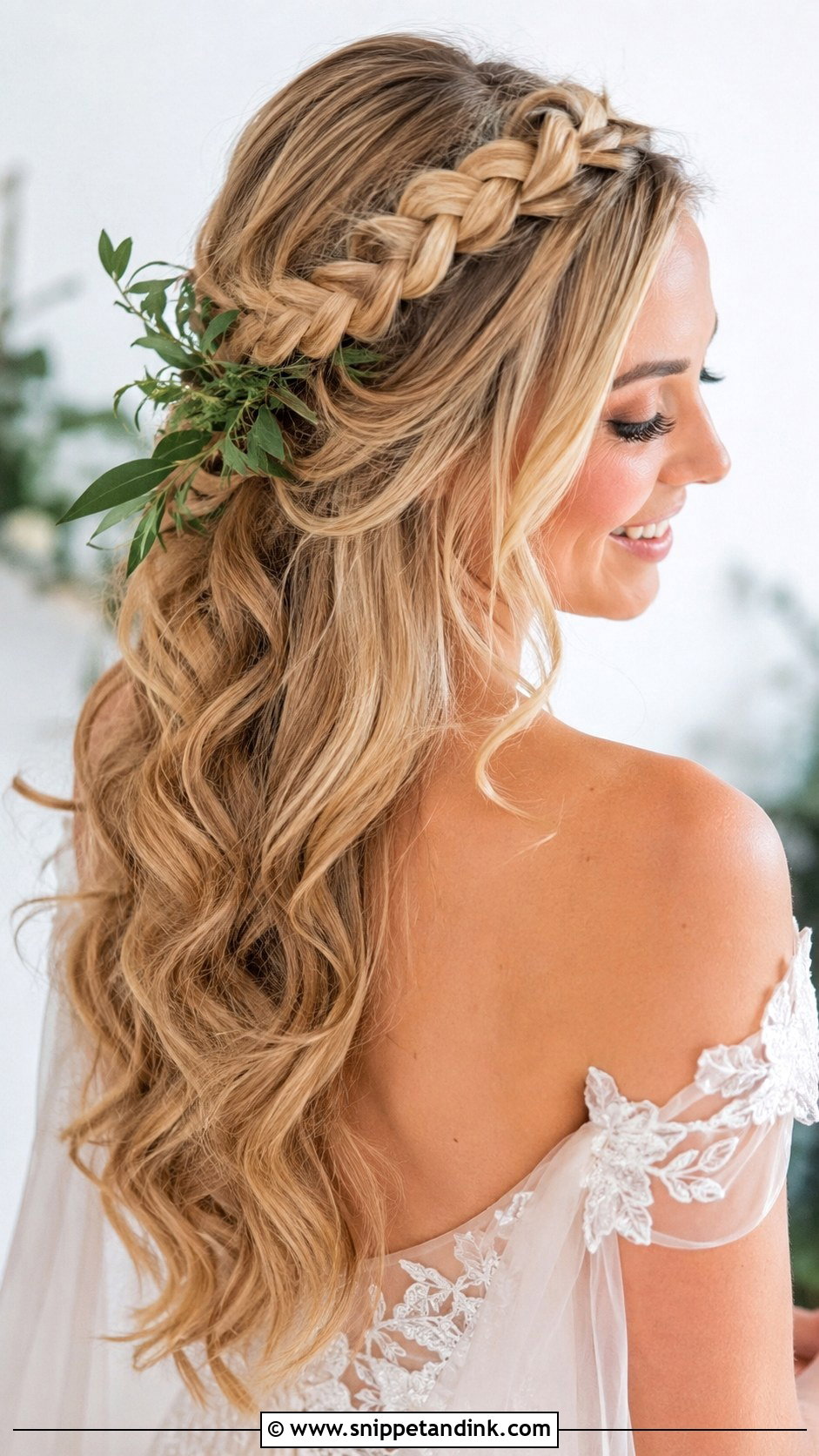 Crown Braid With Loose Back - Snippet and Ink - 25 Easy Hairstyles for Long Hair Wedding