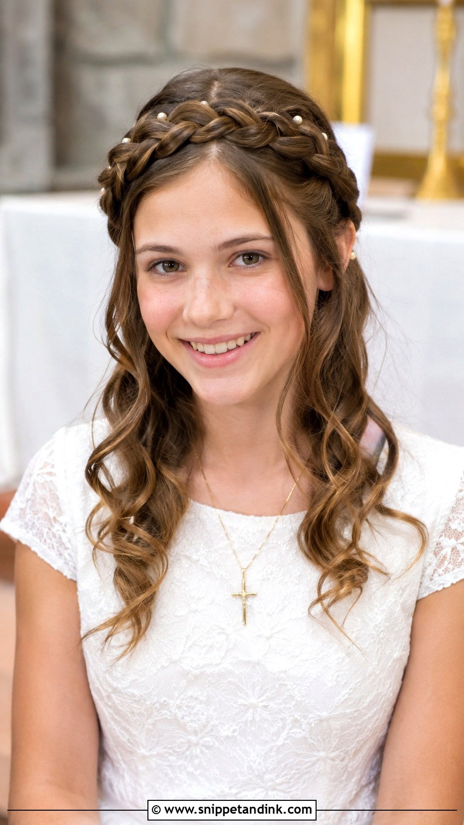 Crown Braid With Loose Curls - Snippet and Ink - 25 Confirmation Hairstyles