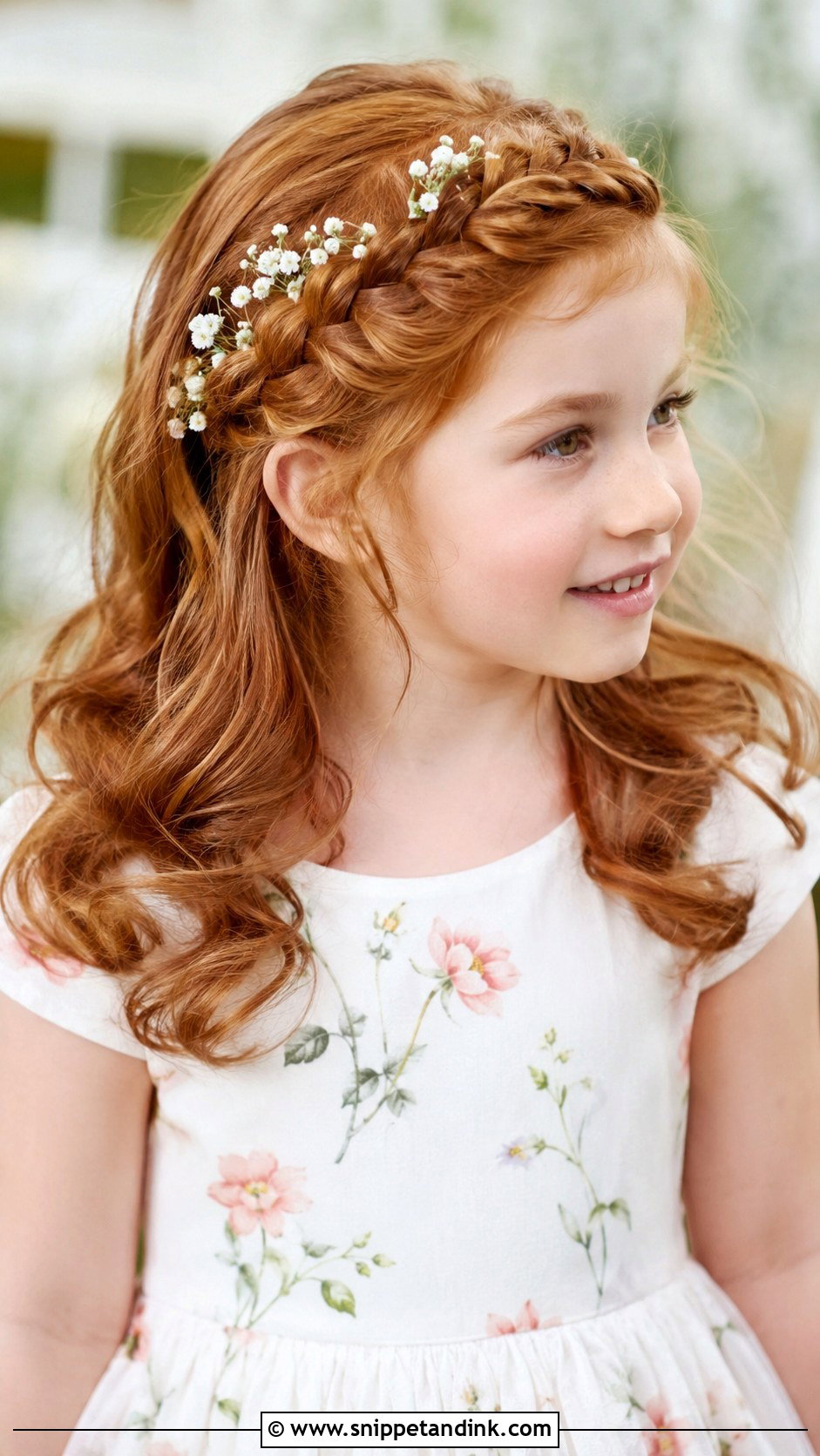 Crown Braid With Loose Curls - Snippet and Ink - 20 Kid Wedding Hairstyles