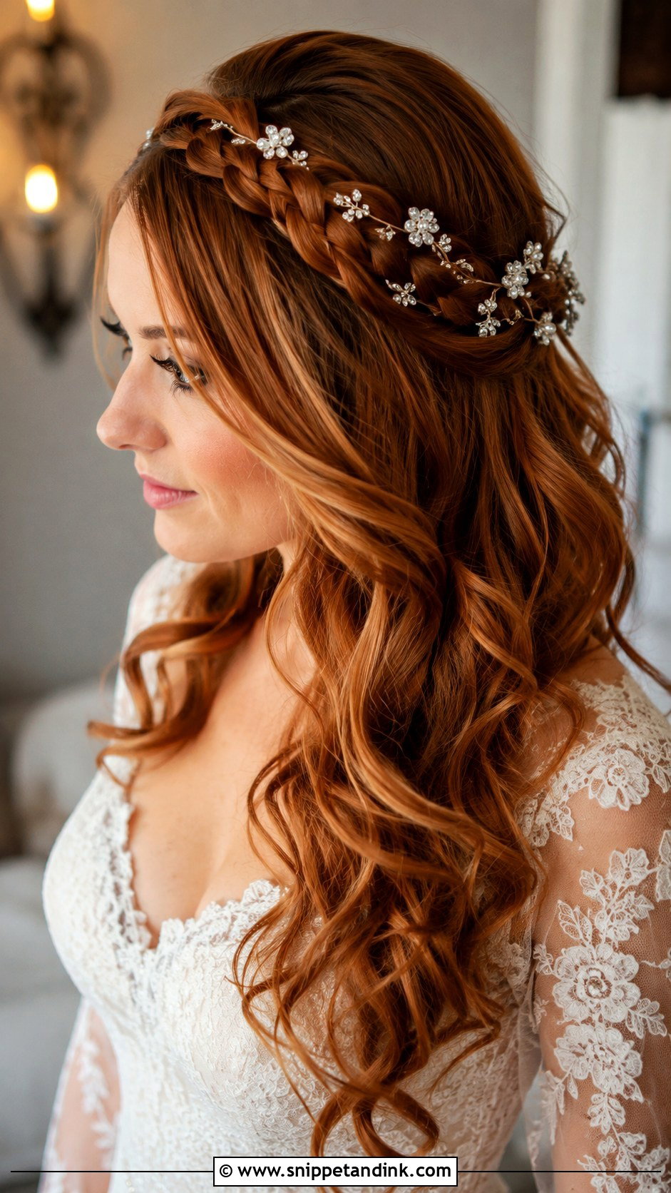 Crown Braid With Loose Waves - Snippet and Ink - 20 Bridal Braids Hairstyles