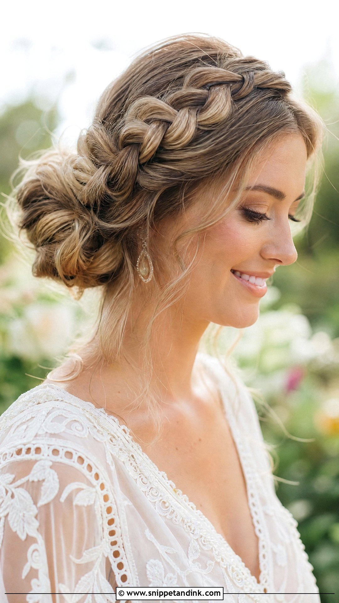 Crown Braid With Low Bun - Snippet and Ink - 20 Wedding Guest Hairstyles for Medium Hair