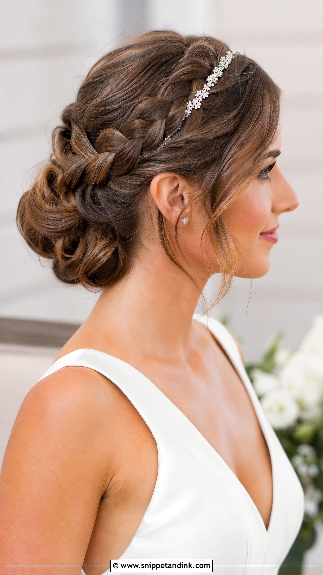 Crown Braid With Low Bun - Snippet and Ink - 20 Bridal Crown Hairstyles